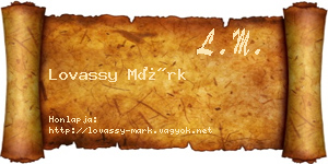 Lovassy Márk névjegykártya